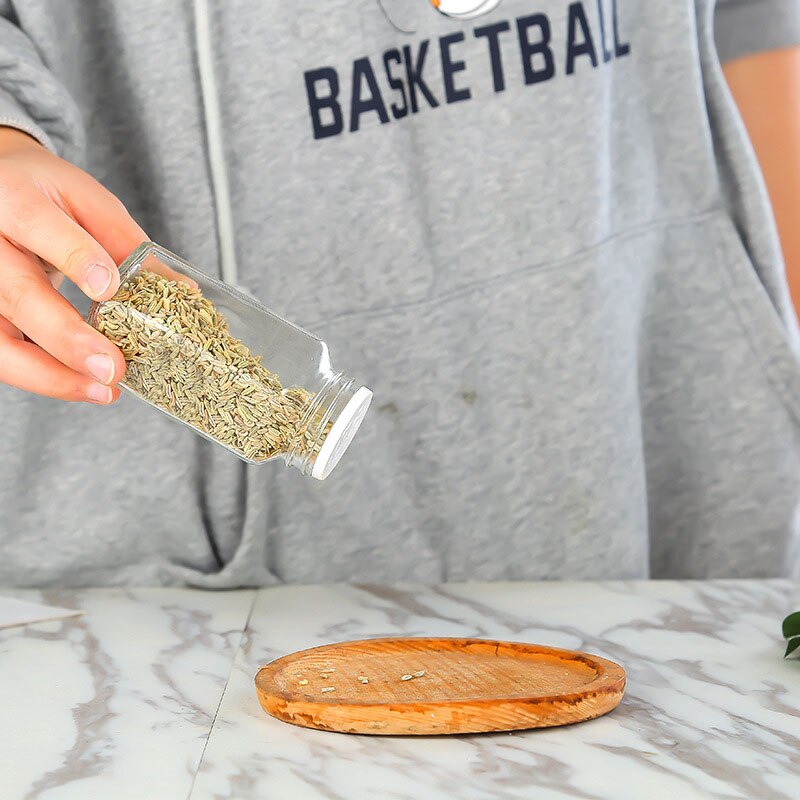 Kitchen Four Square Glass Jar Lid Seasoning Box Barbecue Seasoning Jar Seasoning Jar Pepper Bottle Chicken Essence Seasoning Jar