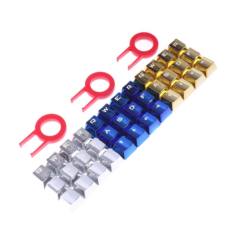 12pcs Waterproof Mechanical Keyboard Backlit Removal Universal USB Keycap Gold Plated Low Profile Durable Game Replacement