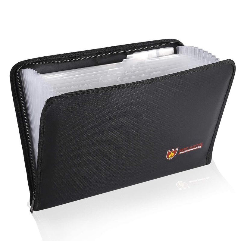 Hontom Accordeon File Organizer, 24 zakken vuurvaste uitbreidende bestandsmap met meerdere zakken, draagbare zakelijke brandwerende opslag document organizer map met kliksluiting voor documenten en