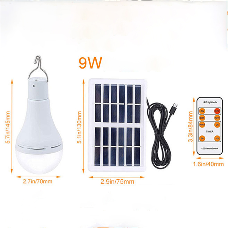 9/7W gloeilamp op zonne-energie, waterdicht zonne-licht voor buiten, afstandsbediening, USB-oplaadverlichting, tuin, camping, tentverlichting: orange