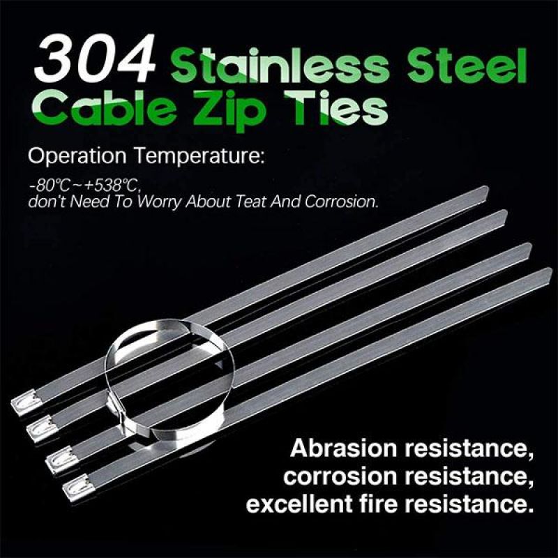 50/100PCS Multi-Purpose Locking Cable Metal Zip Ties Stainless Steel Cable twist Ties Locking Metal Zip-Exhaust Wrap Coated