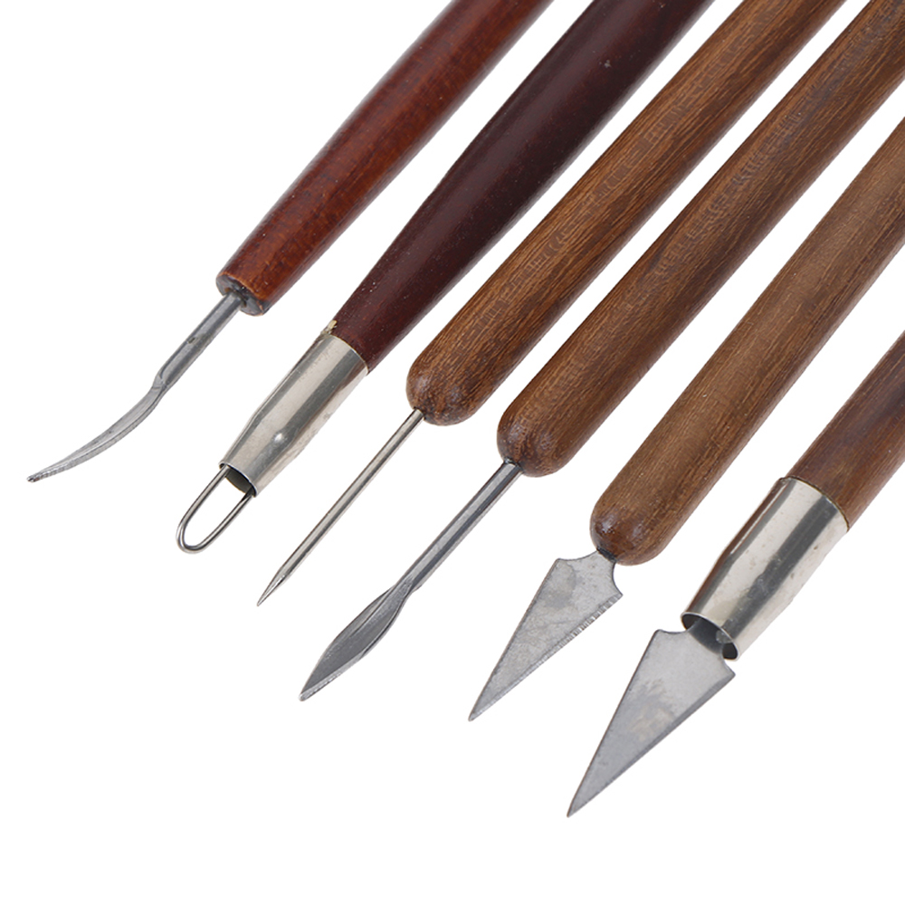 6pcs/set Polymer Clay Modeling Tools for Pottery Sculpture Ceramic Clay Trimming Cutting Kit DIY Wax Carving Sculpt Tool