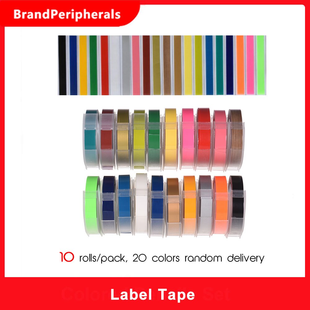 3D Plastic Embossing Label Tape Refill for DYMO 12965 1610 Label Maker with 3/8 Inch * 9.8 feet, 1 Roll