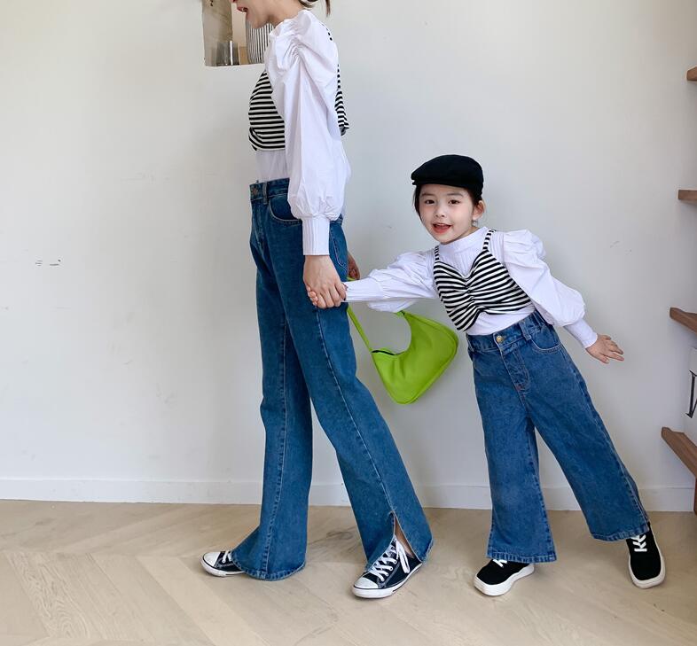 Meisjes gestreept t-shirt herfst katoen lange mouw meisjes top 2-7 jaar  qv96