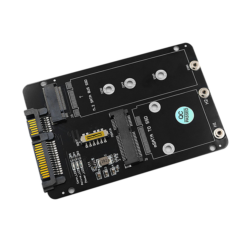 Adaptateur M2/mSATA vers SATA 2 en 1, clé B SSD / mSATA SSD vers SATA3.0 6G 2.5 pouces, convertisseur, carte Riser pour PC portable