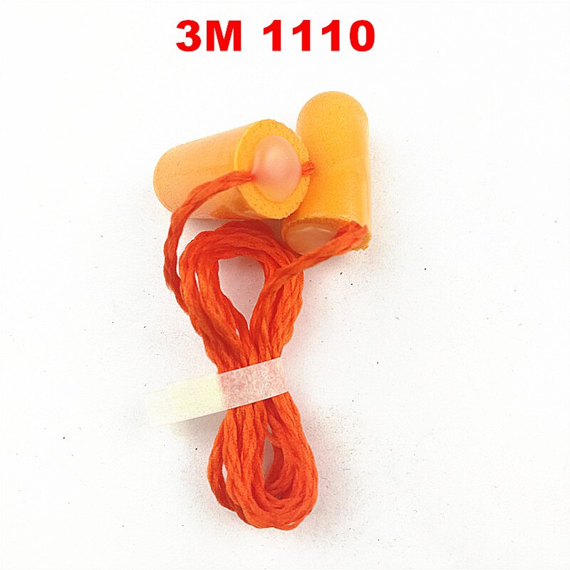 Tapones para los oídos de espuma desechables con cable 3M 1110, 20 par/lote, tapones para los oídos con reducción de ruido,
