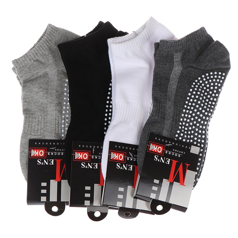 1pair Fitness Size 39-44 Men's Cotton Non-slip Yoga Socks With Grips Breathable Anti Skid Floor Socks For Pilates Gym Sock