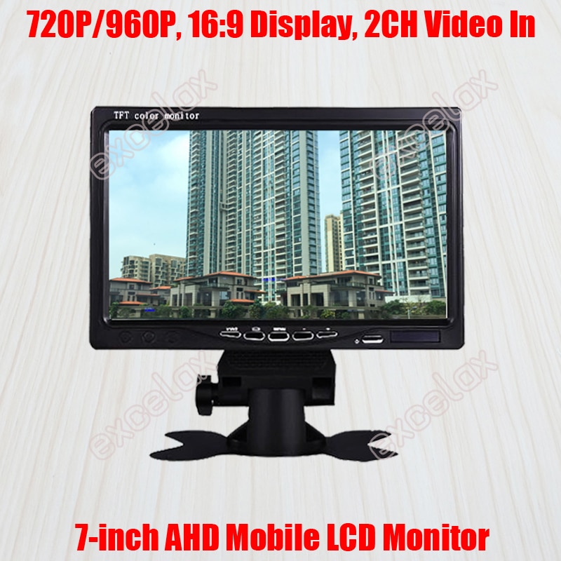7-Inch 720 P 1MP 960 P 1.3MP HD AHD Mobiele Monitor 7 "LCD Display 2CH EEN/ V Video Auto Achteruitrijcamera voor CCTV Surveillance Voertuig Mount