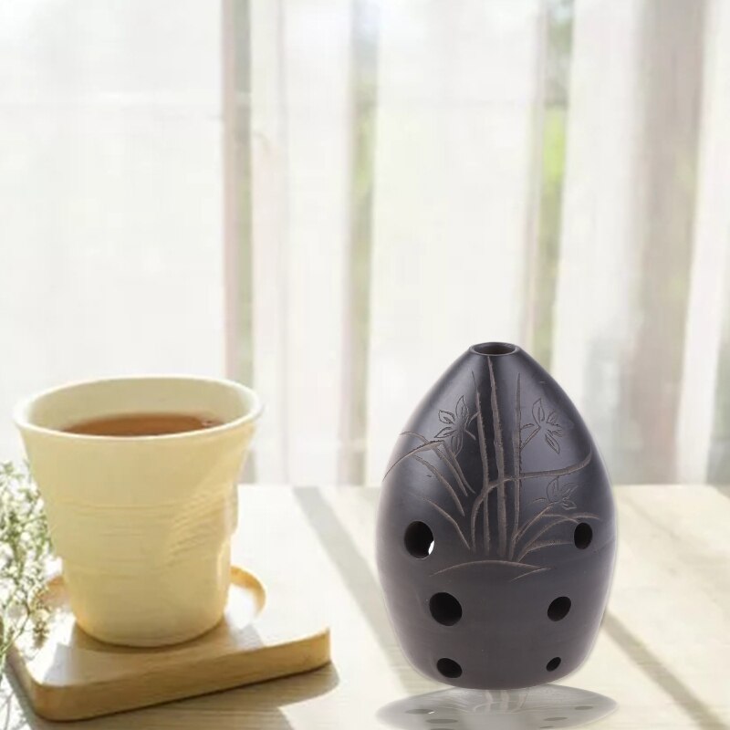 Xun-instrumento Musical de arcilla negra Ocarina para niños, 8 agujeros, para principiantes