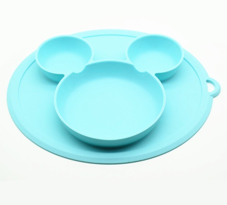 Børns silikoneskål sugeskål børn tallerken baby tallerken baby børn & #39 #39 fodring platos børn bordservice mad tallerken: Himmelblå