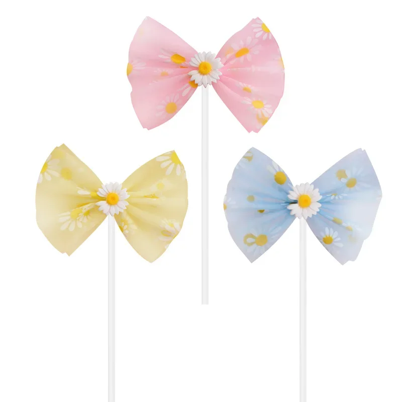 1/5 stk. kagetopper marguerit blomst sløjfe kageplugin cupcake dessertdekoration bagetilbehør fødselsdag babyshower festdekoration