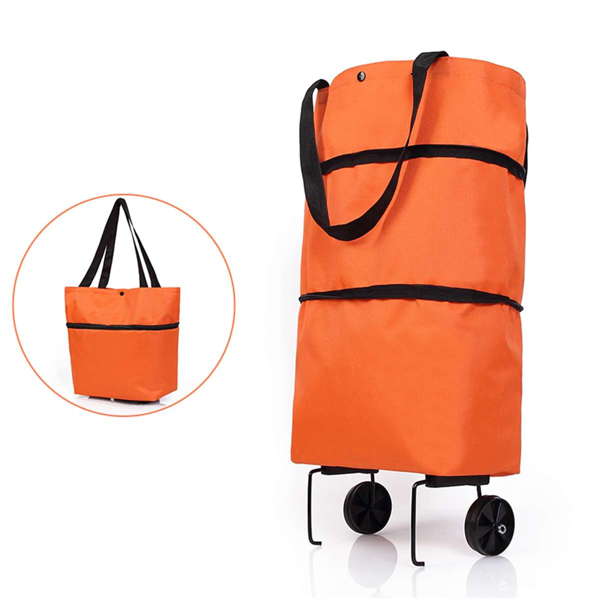 Licht Gewicht Vouwen Opvouwbare Winkelwagen Bagage Reistas Trolley Draagbare Sleepboot Opknoping Tas Mode Oxford Effen Vrouwen Tassen: Oranje