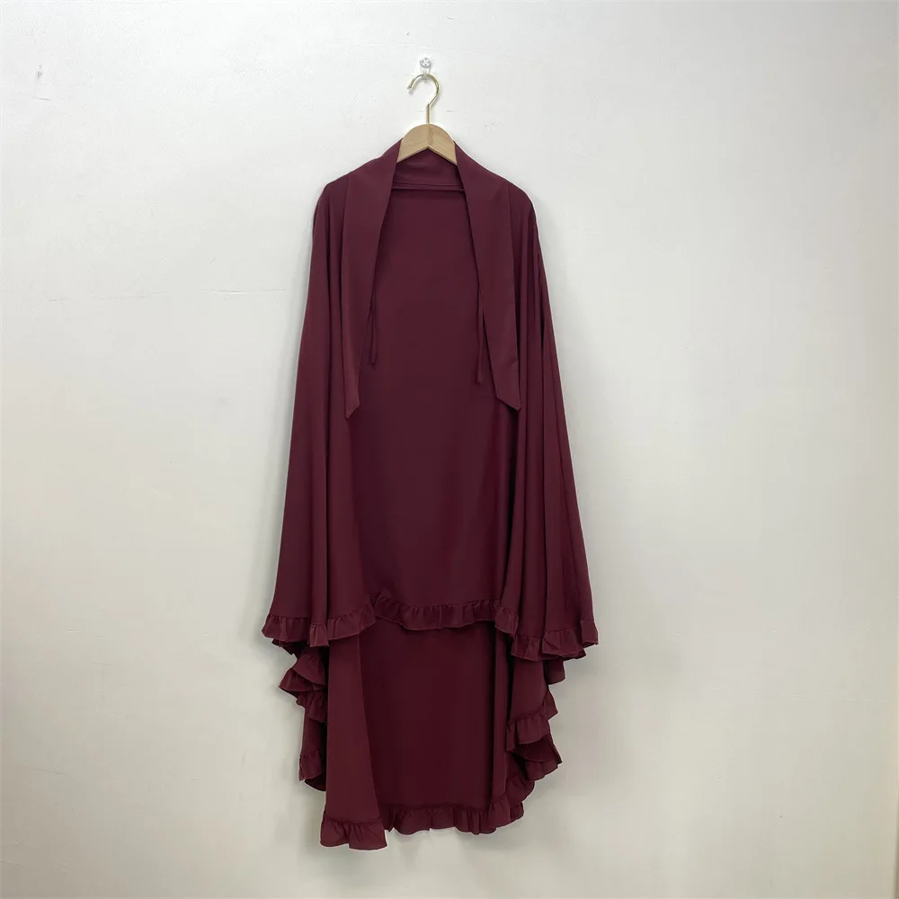Gebetskleidungsstück Abaya Lange Khimar Muslimische Frauen Schleier Hijab Eid Ramadan Burka Kopftuch Islam Arabische Niqab Kleidung Kopfschmuck Turban: Silber