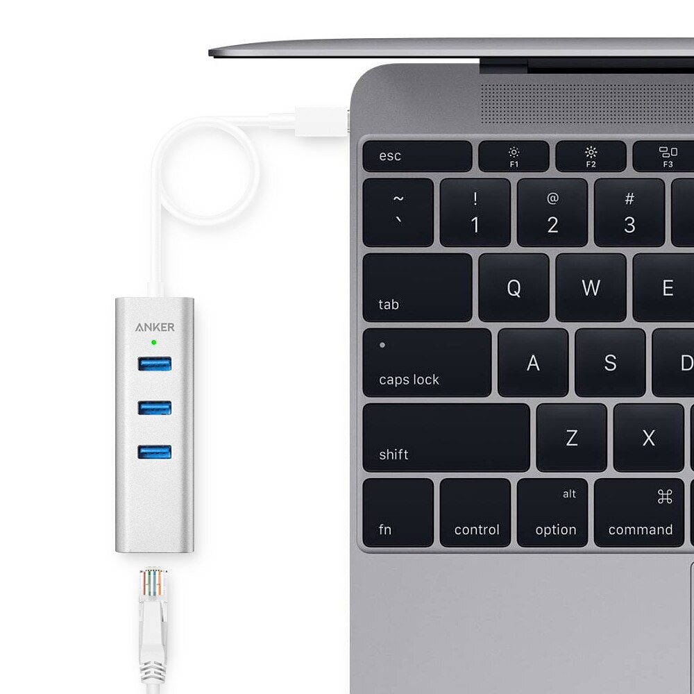 Anker USB C Hub,4-in-1 Aluminium USB C Adapter mit Ethernet Hafen,3 USB 3,0 Häfen, für MacBook Profi,Chromebook,XPS,Samsung S9 etc
