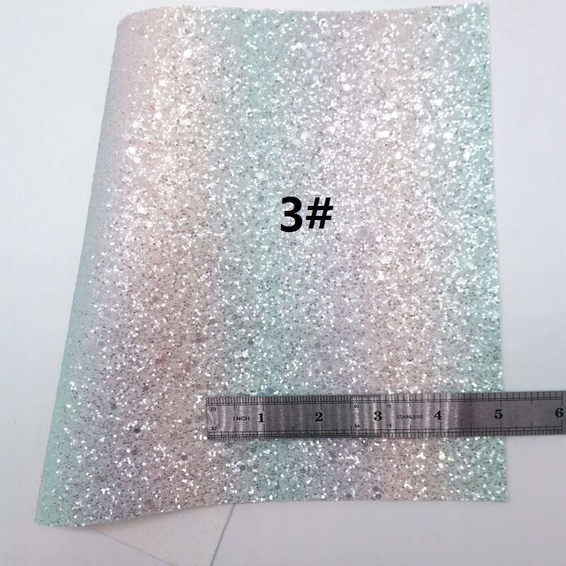 Pastel regenboog glitter leer, stippen regenboog bedrukt synthetisch leer imitatie stof voor strik 21 x 29cm twinkling ming  km374: 3