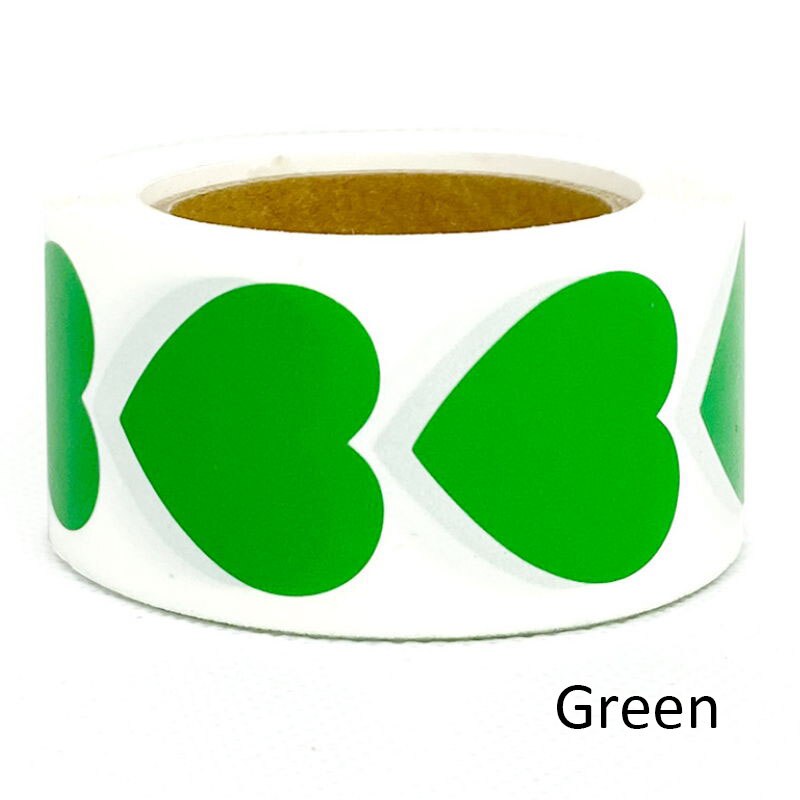 500pcs/roll Heart Shaped Blank Stickers seal Labels red stickers scrapbooking for Package wedding decoration stationery sticker: Green