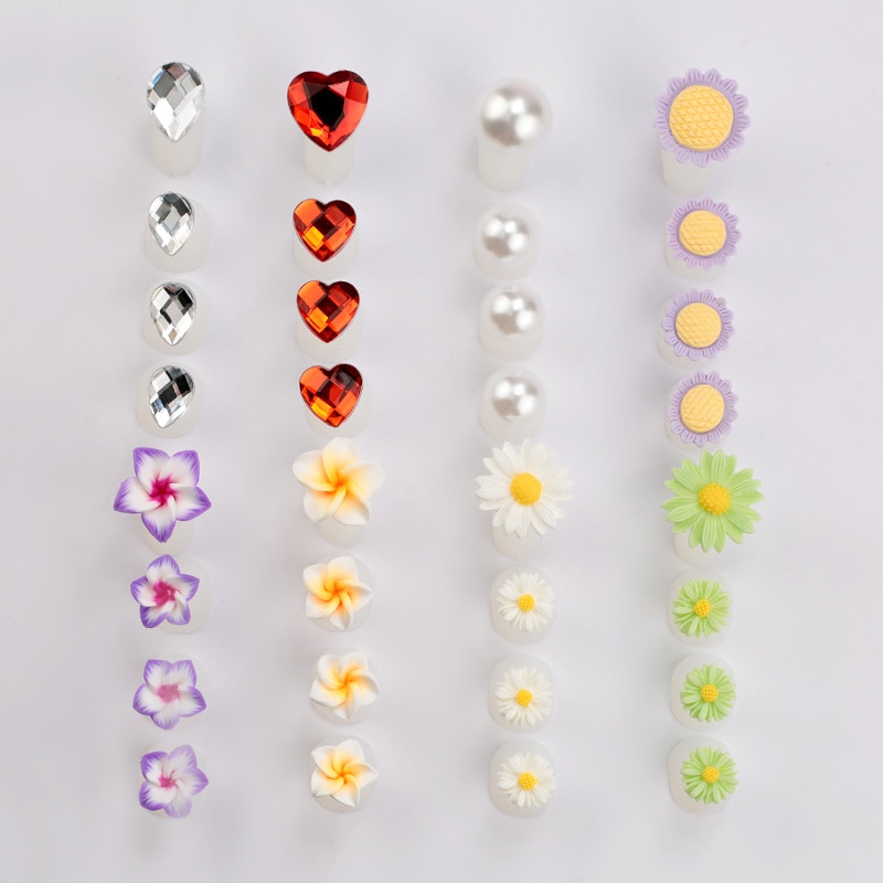 8Pcs/Set Silicone Toe Separators Foot Toe Spacers Daisy Flower Sunflower Waterdrop Pedicure DIY Foots Toe Nail Art Tool