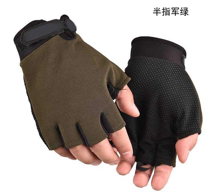 Deportes al aire libre mujeres hombres guantes de alpinismo protección resistente al desgaste antideslizante Fitness equitación entrenamiento dedo desnudo: Army Green Half fing
