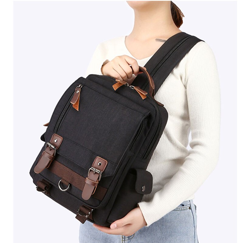 Mini Zaino Da Viaggio Uomini Donne Multifunzione Piccolo Impermeabile di Oxford del Sacchetto di Petto Vintage Casual di Scuola del Sacchetto di Spalla Crossbody B078
