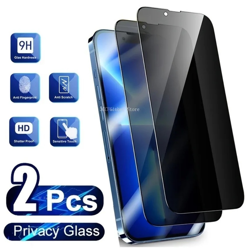 2Pcs Privacy Screen Protector For IPhone 14 Pro Max 12 13 Mini 15 Plus Tempered Glass For IPhone 11 Pro Max 7 8Plus XR XS Max