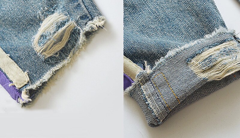 Jeans til piger børn forår efterår lilla stribede børn iført piger 4-12 år gamle piger jeans afslappede bukser jeans til piger