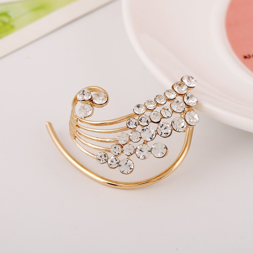 LUKENI 5pcs/lot Jewelry Rhinestone Earrings Punk Branches Ear Cuff Crystal Earring Jackets For Women And Men EJ023: Golden