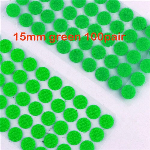 Multicolor 15Mm Dots Stickers Klittenband Dubbele Stok Zelfklevende Tape Nylon Sluiting Tape Thuisgebruik 100Pairs: 15mm green