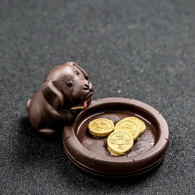 Sable violet chanceux thé ornements pour animaux de compagnie peut élever Boutique lingots Cornucopia zodiaque chien Wang Cai thé accessoires: E