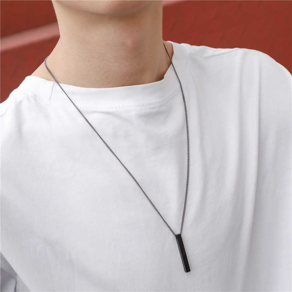 Classic rectangular pendant necklace for men, stainless steel, black color, cuban chain necklace for men, jewelry 2022: 2-60cm