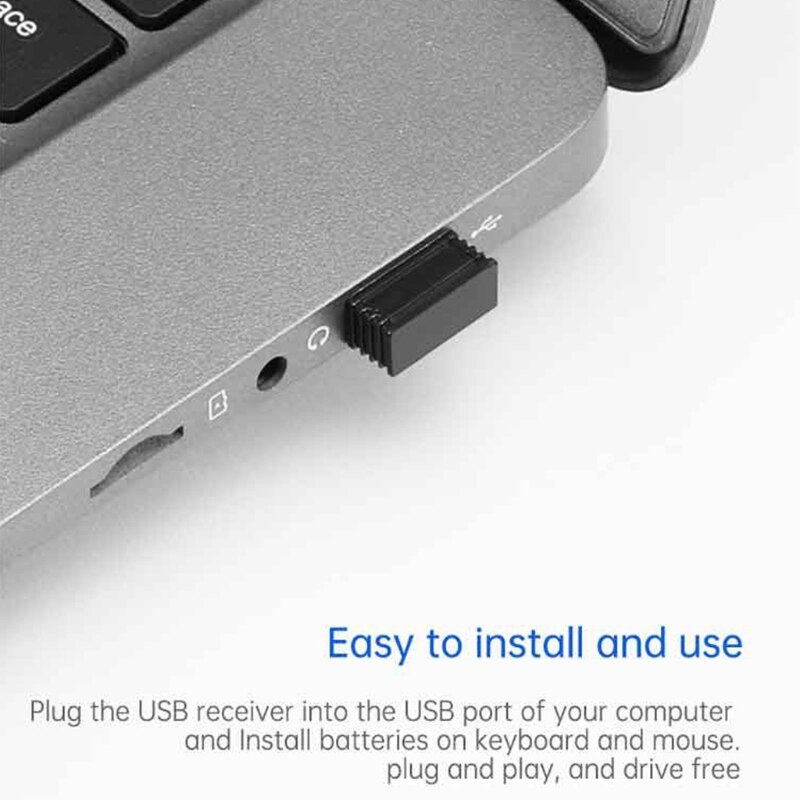 2.4G Wireless Keyboard Mouse Combo Set 1200DPI Silent USB Control for Laptop PC X7JC