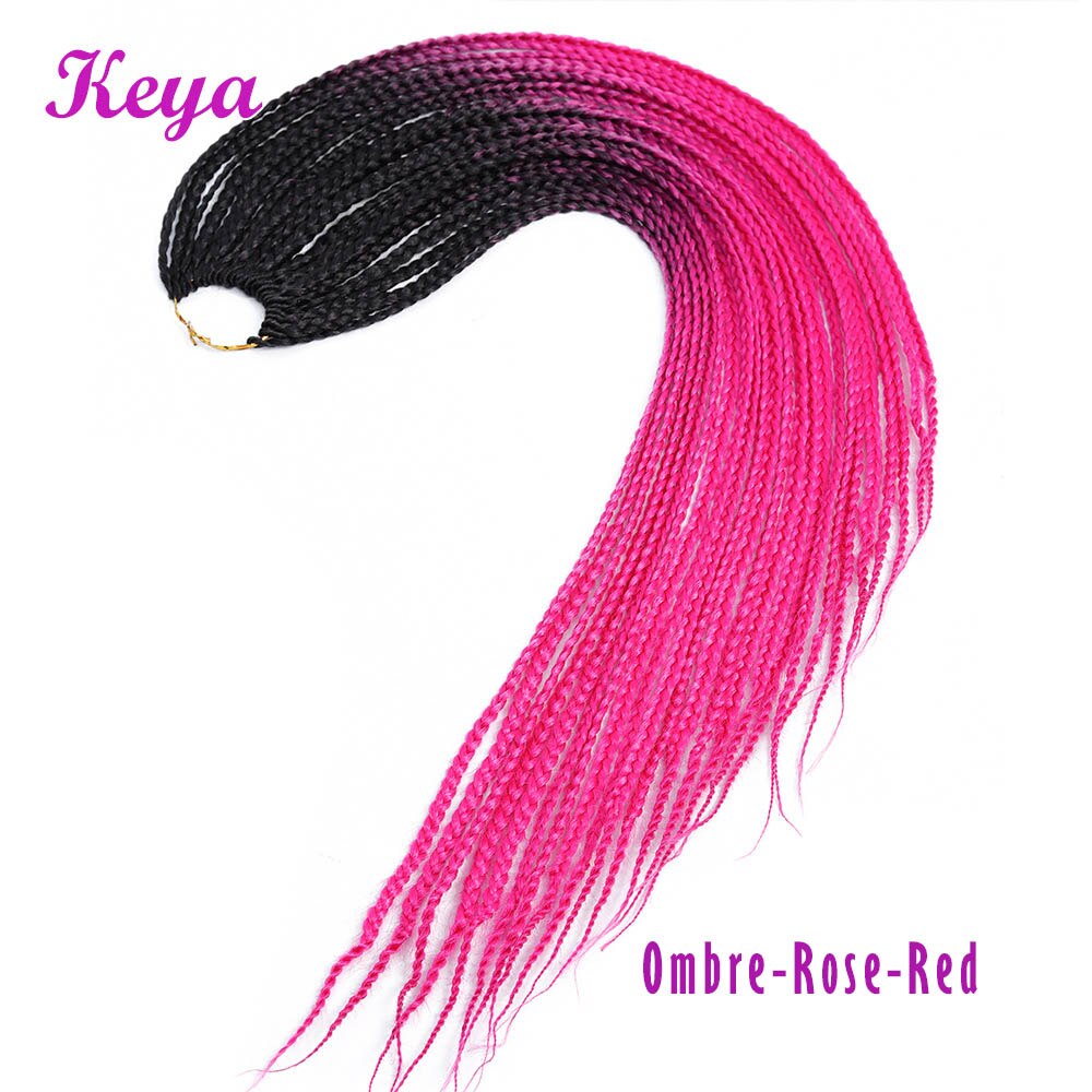 Ombre Pink Crochet Box Braids 24 Strands Synthetic Crochet Hair Extensions 24 Inch Heat Resistant Fiber Braiding Hair: T1B/350 / 6Pcs/Lot