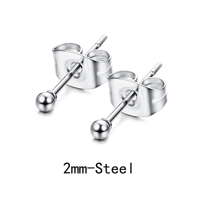9 Paare/18 stücke edelstahl 2mm kleine ohrringe damen männer runde knorpel ohrringe einstellen: Stil A Stahl-1Paare