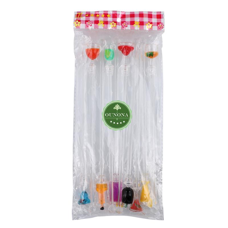 10 st 23cm söta cocktaildrink mixer bar omrörande mixerstavar med färgglada miniatyrtillbehör (slumpmässig färg)