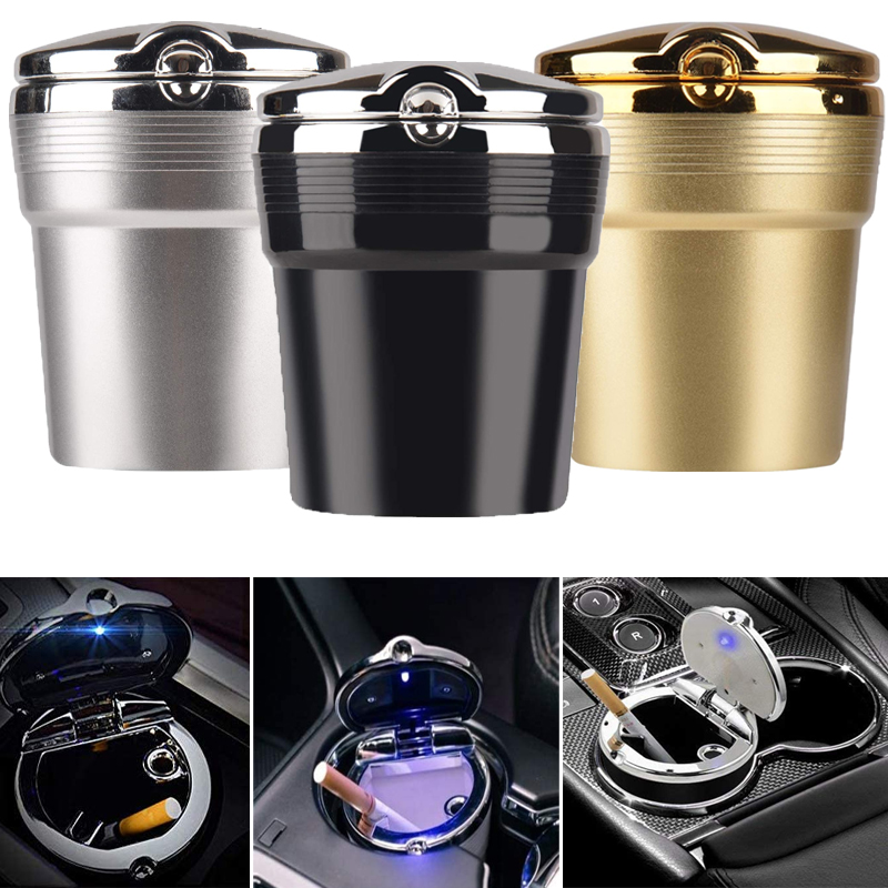 Auto Asbak Auto Garbag Kan Met Led Licht Met Cover Creatieve Persoonlijkheid Bedekt Auto In De Auto Multifunctionele Auto Supplie