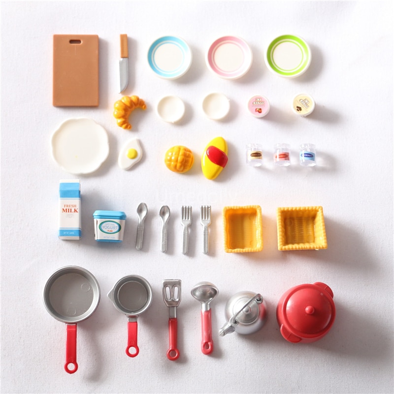 1 SET 1/12 Scale Miniature Dollhouse Kitchen Cooking Utensil Mini Doll Food for OB11 BJD Doll House Decoration Accessories Toy