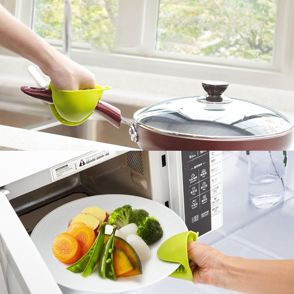 Kitchen Heat Resistant Silicone Glove Microwave Oven Mitts Anti-slip Anti Scald Hand Clip Cooking