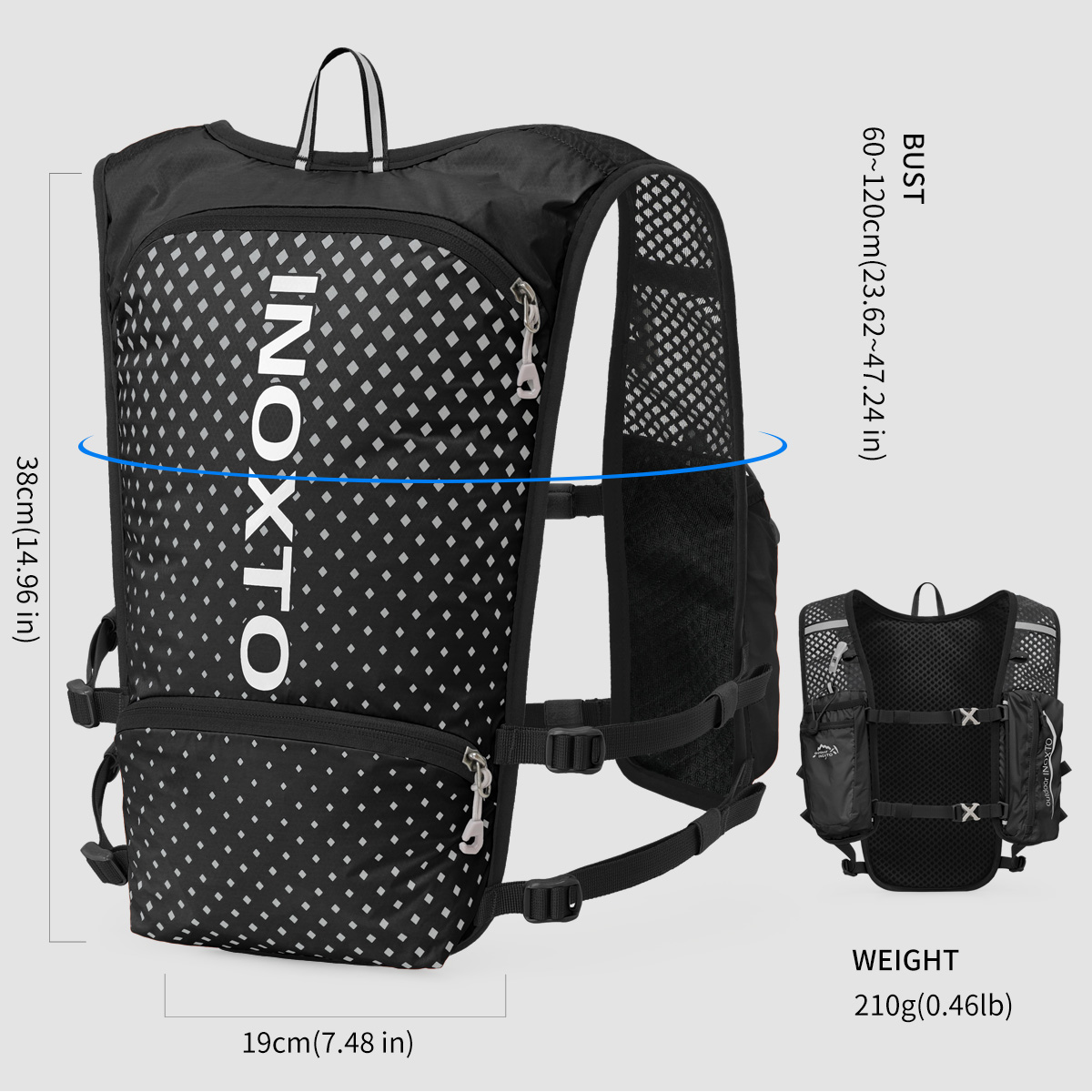 Reflektierende Weste für Damen und Herren, verstellbarer Brustgurt, Lauf-Trinkweste, leichter reflektierender Trinkrucksack