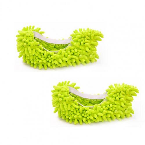 Shoes Cover Skin-friendly Dust Cleaning Soft Floor Mopping Cleaning Slipper for House Indoor Machine Washable Cloth Shoe Bag: Green