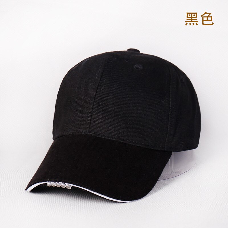 Faro LED gorra béisbol camuflaje pesca nocturna gorro exterior ligero gorro alpino lengua de pato montaña escalada Hip Hop Snapback: Black