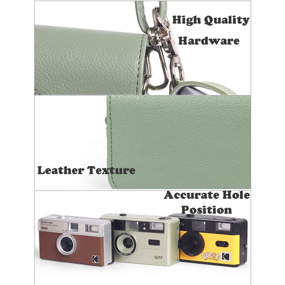 PU Leather Camera Bag with Shoulder Strap Anti-Scratch Protective Cover Solid Color Shockproof for KODAK EKTAR H35/F501/F9