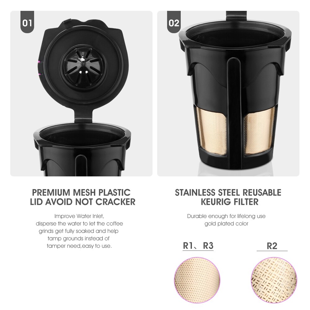 Reusable K Cup Coffee Capsule Refillable keurig Coffee Pod Compatible with keurig 2.0, 3 Different Size Reusable K-Cups