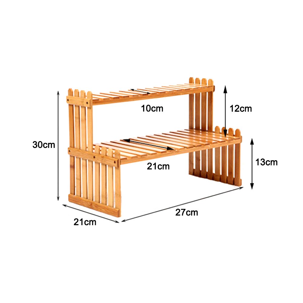 Two Layer Office Tabletop Storage Rack Wooden Flower Planter Display Decorative Storage Shelf for Bedromm Gardening Supplies