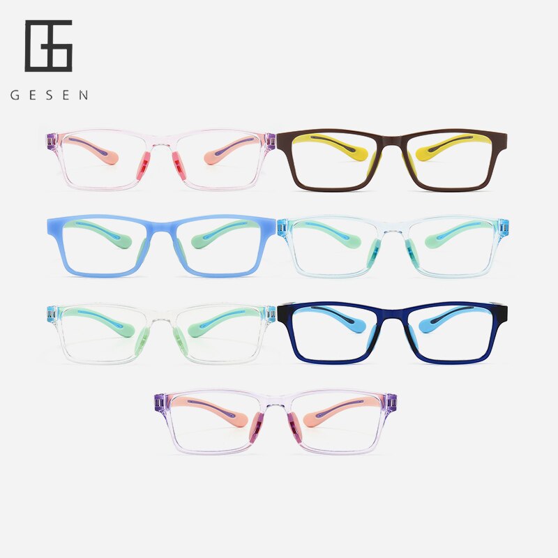 Anti Blue Light Kids Glasses Square Glasses Boy Girls Colorful Children Optical Frame Eyeglasses Soft Frame Transparent Eyewears