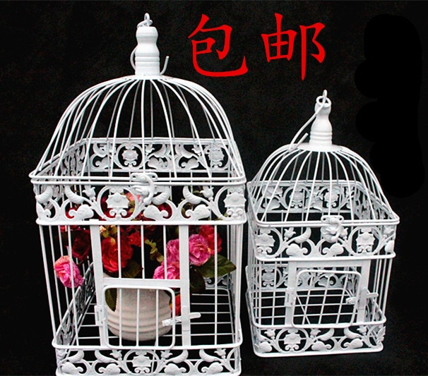 Cage à oiseaux carrée en fer pour mariage, couleur décorative personnalisée en cuivre noir et blanc, décoration pour maison