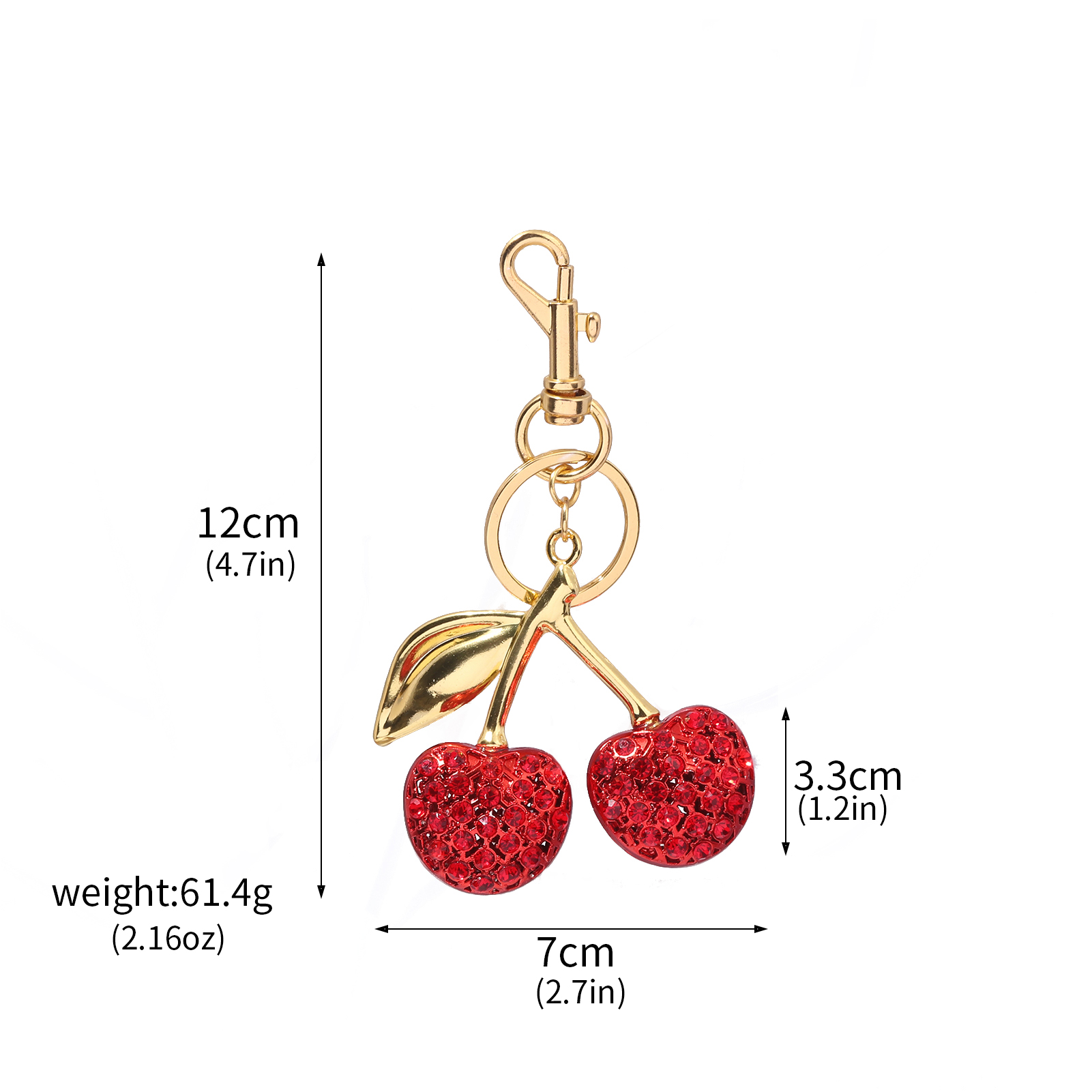 Delicious Red Cherry Keychain Summer Fruits Cherries Pendant Keyring For Women Men Jewelry Bag Key Accessories: Dark Silver