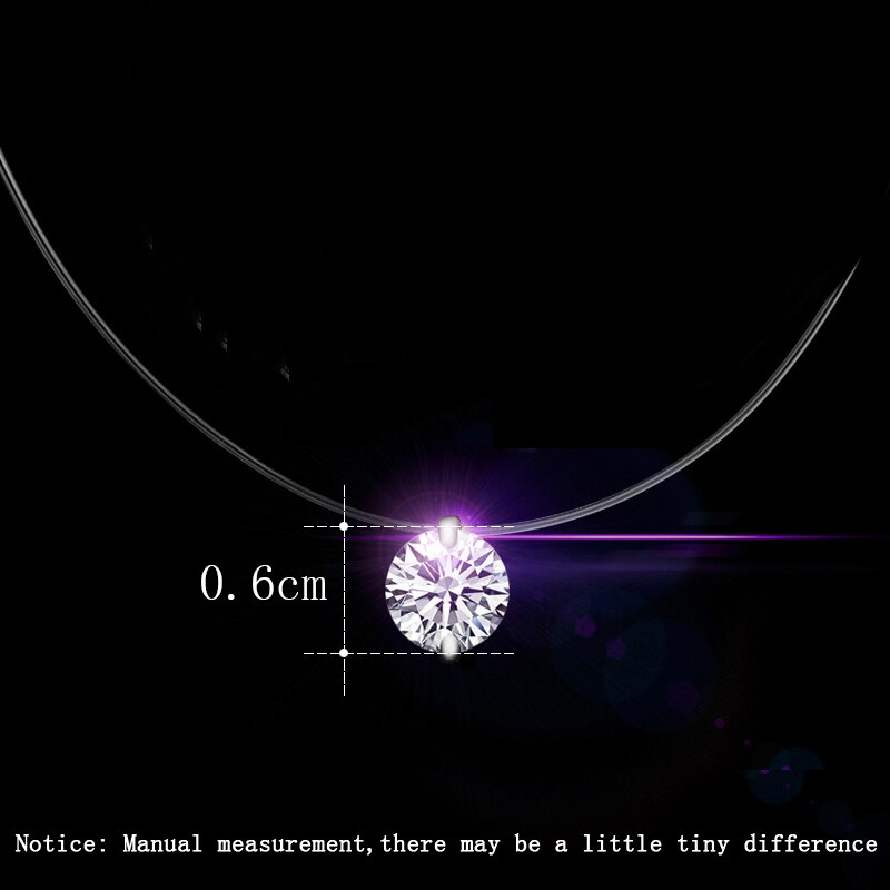 8 Color 6MM Pink White Red Zircon Chokers Necklaces Transparent Fishing Line Simple Pendant Necklace Jewelry For Women: 6MM Silver 1