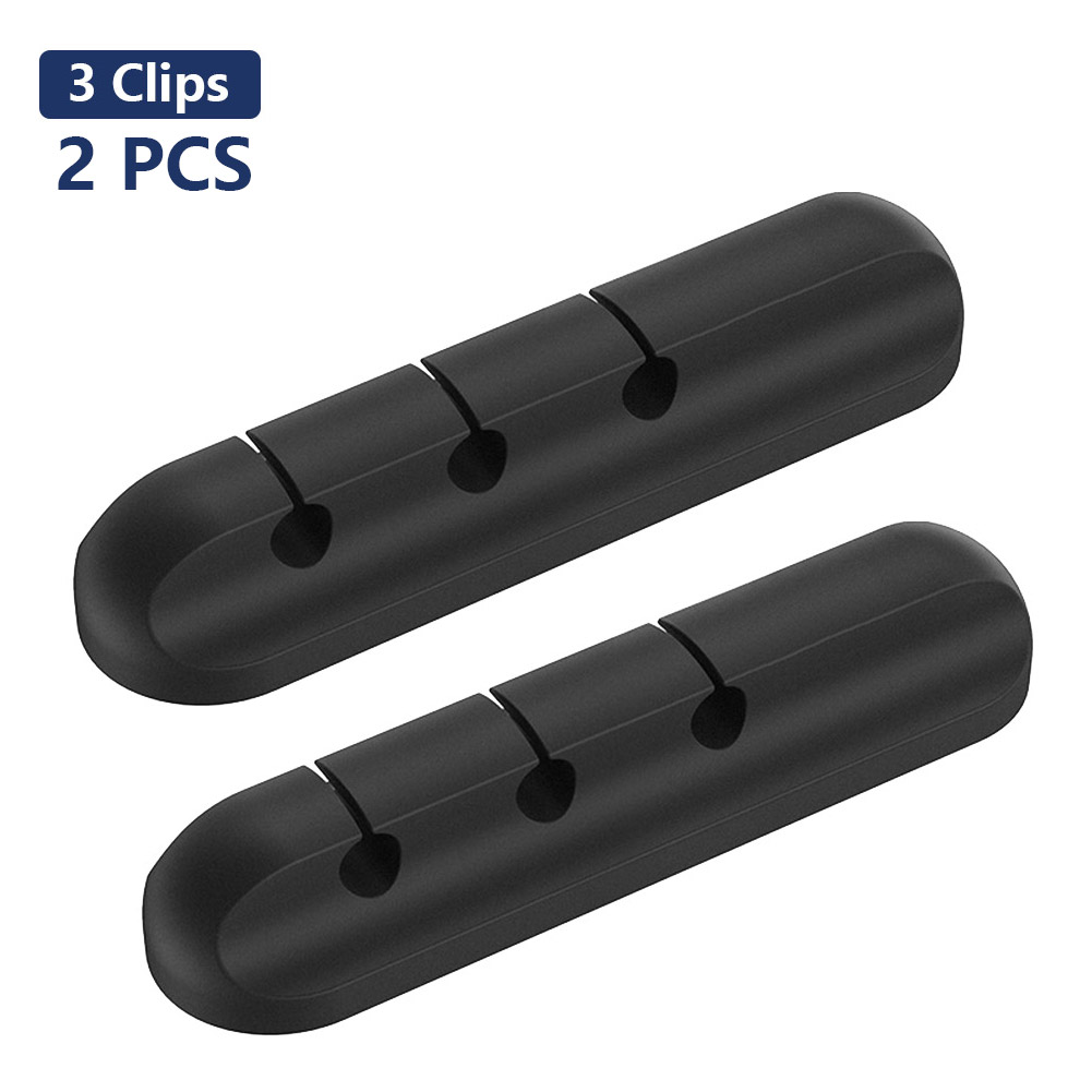 Kabelorganisatiesysteem Siliconen Usb Kabelhaspel Desktop Netjes Management Clips Kabel Houder Voor Muis Hoofdtelefoon Draad Organisator: black 3 Clips 2 pcs