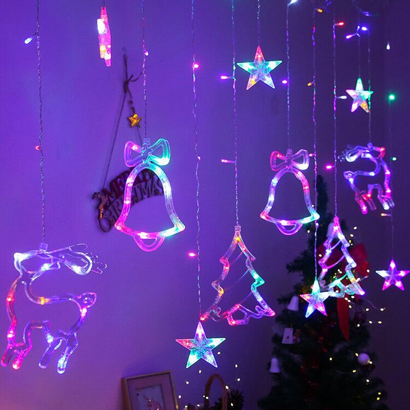 3.5M 220V Led Herten Lamp Kerst Garland Gordijn Licht Fairy String Licht Indoor Kerstversiering Voor Thuis bruiloft: Multicolor