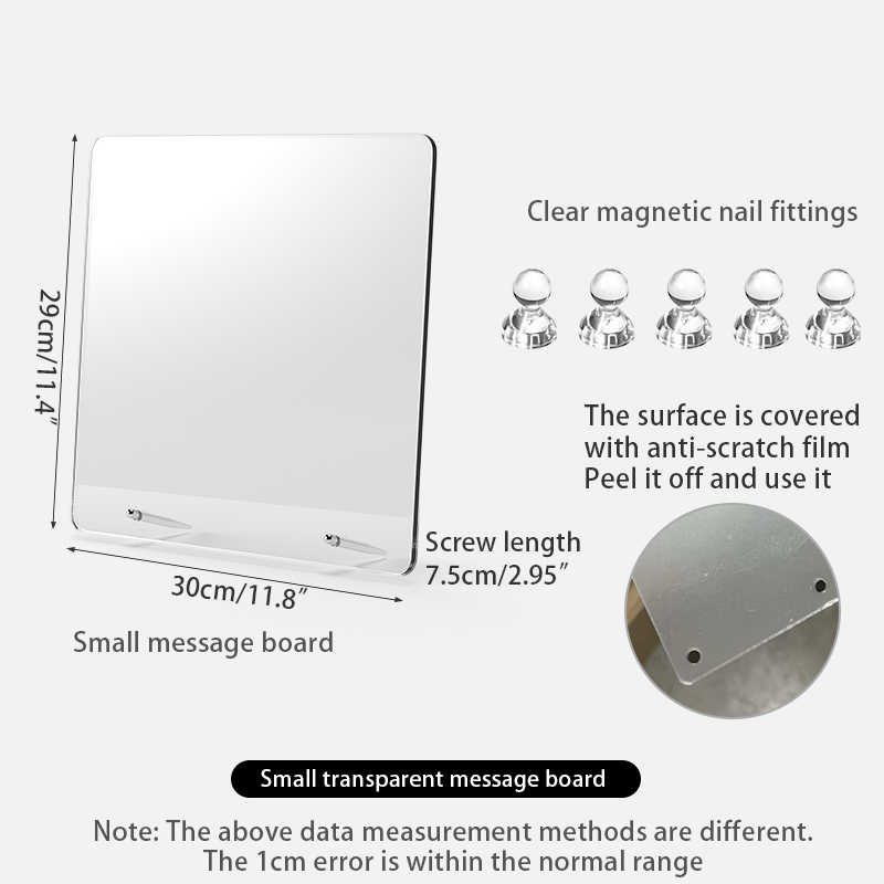 Bacheca da tavolo Blocco Nota trasparente in acrilico Lavagna per appunti da ufficio può essere scritta lavagna per appunti magnetica per la casa: Blu