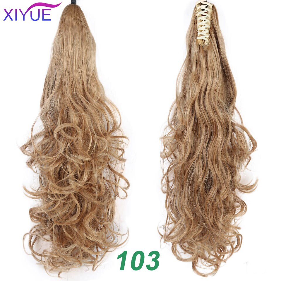 XIYUE Hair Long Water Wavy Clip On Hair Extensions Claw Ponytail Synthetic Hairpiece Heat Resistant Ponytail Synthetic: C06-103